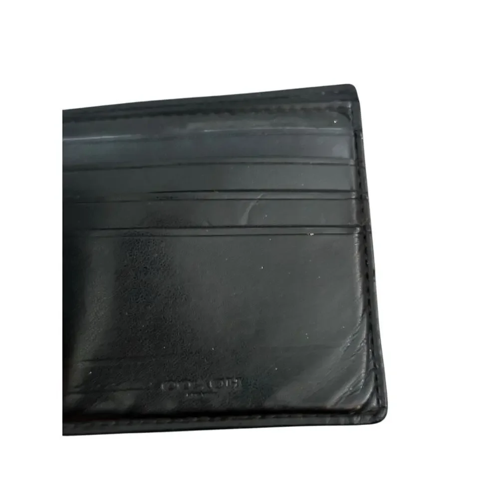 Coach Men's F75006 Charcoal Black Coin Case Signature Wallet